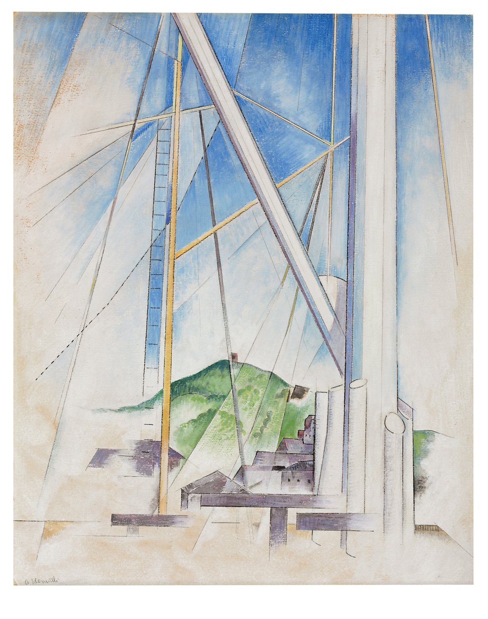 A kék kulcsában, 1919 körül (tempera és ceruza a fedélzeten) alkotó: Charles Demuth