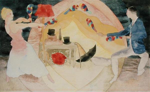 Zsonglőrök súlyzóval (akvarell papíron) alkotó: Charles Demuth