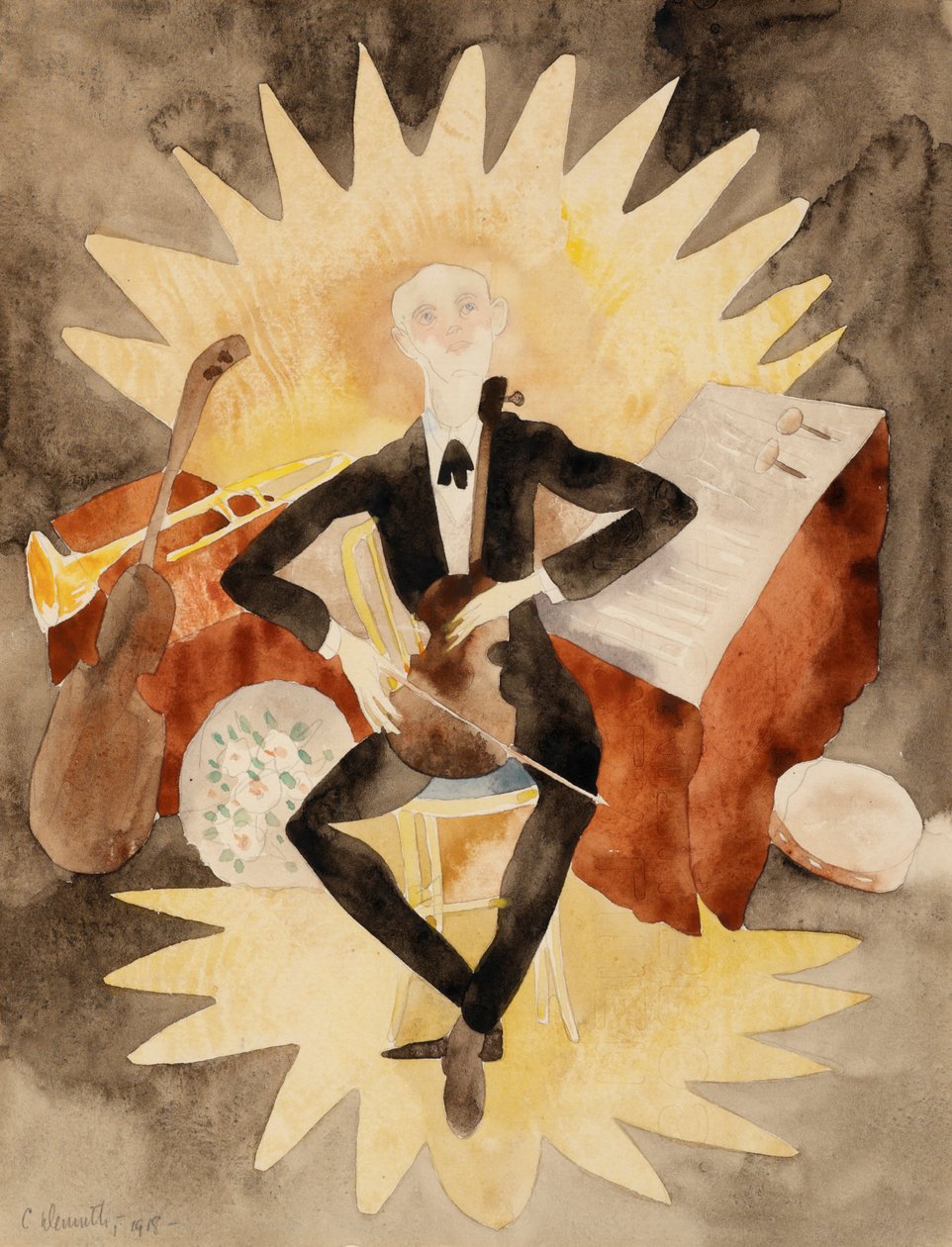 Zenész (wc papíron) alkotó: Charles Demuth