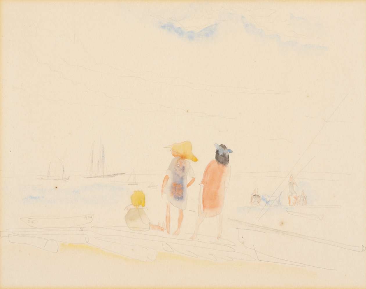 Két nő és gyermek a tengerparton alkotó: Charles Demuth