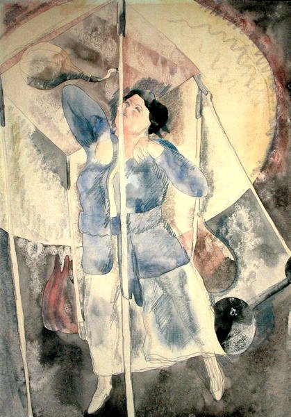 Nő bokszzsákkal (akvarell papíron) alkotó: Charles Demuth