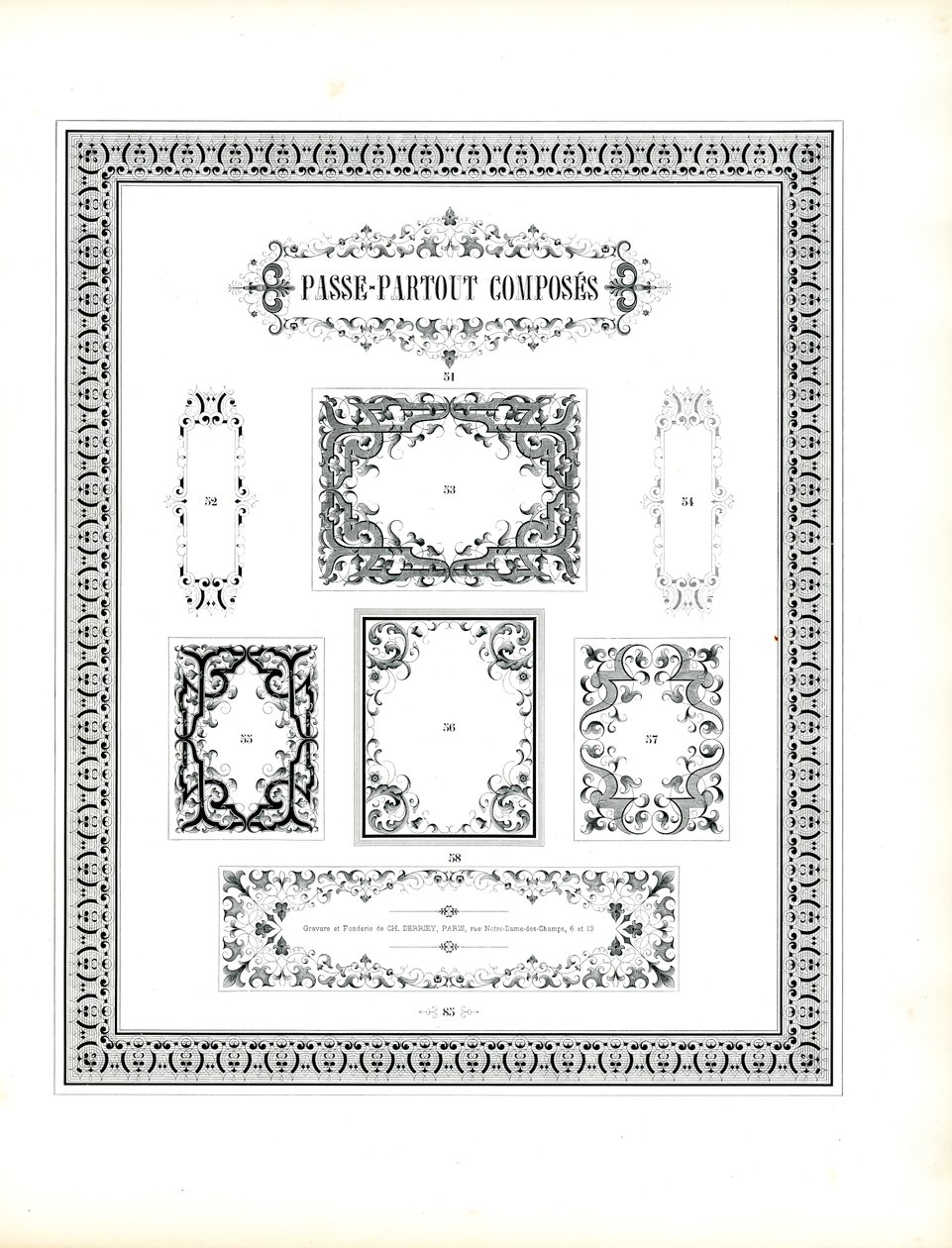 Összetett keretek és dekoratív szegélyek (nyomtatás) alkotó: Charles Derriey