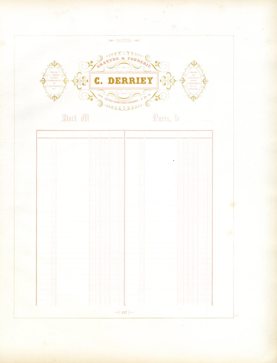 Maison C. Derriey arany levélpapírja (nyomtatás) alkotó: Charles Derriey