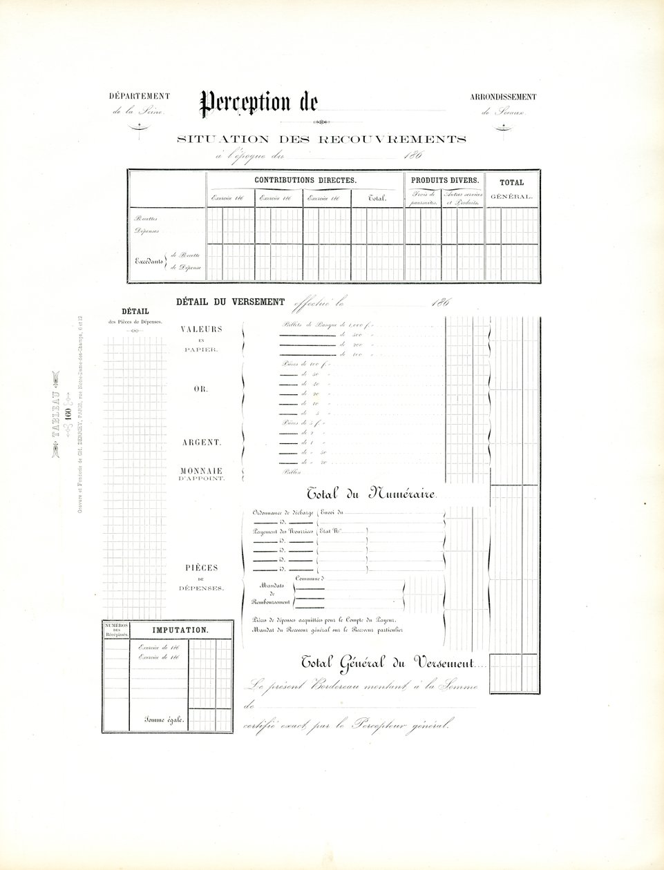 Adónyomtatvány a hatóságok számára (nyomtatás) alkotó: Charles Derriey
