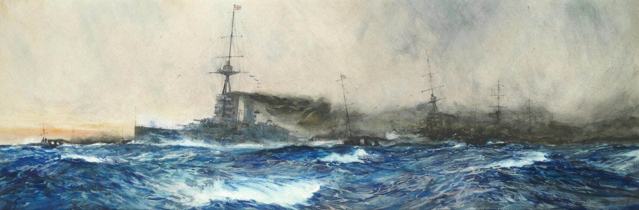 A HMS Iron Duke a flotta más fővárosi hajóinak élén alkotó: Charles Dixon