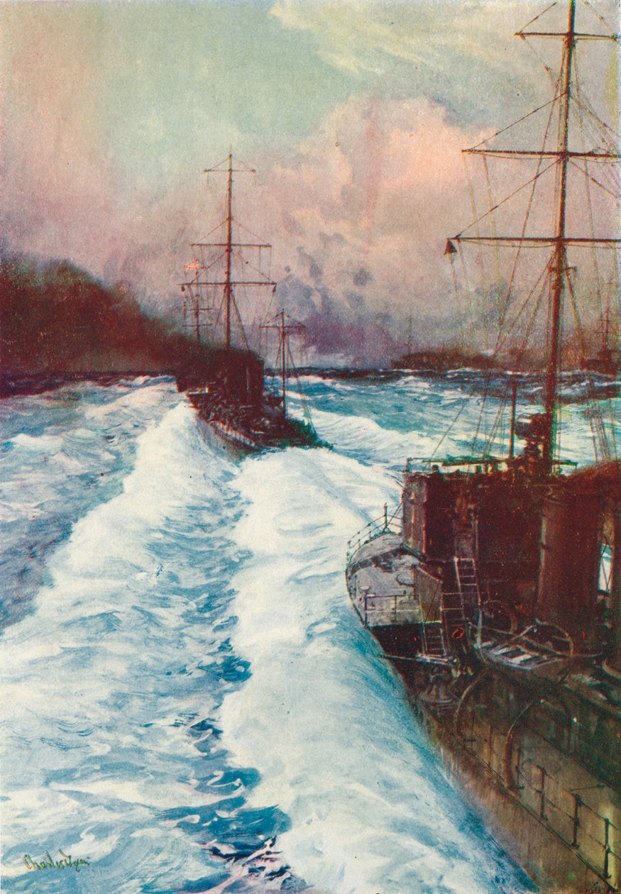A tengerek hornetjei. Destroyers at Speed, c1917 1919 alkotó: Charles Dixon