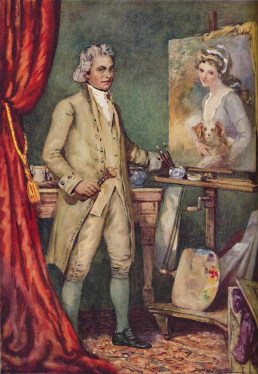 George Romney – Munka közben kedvenc modelljének képén, c1925 alkotó: Charles Dudley Tennant