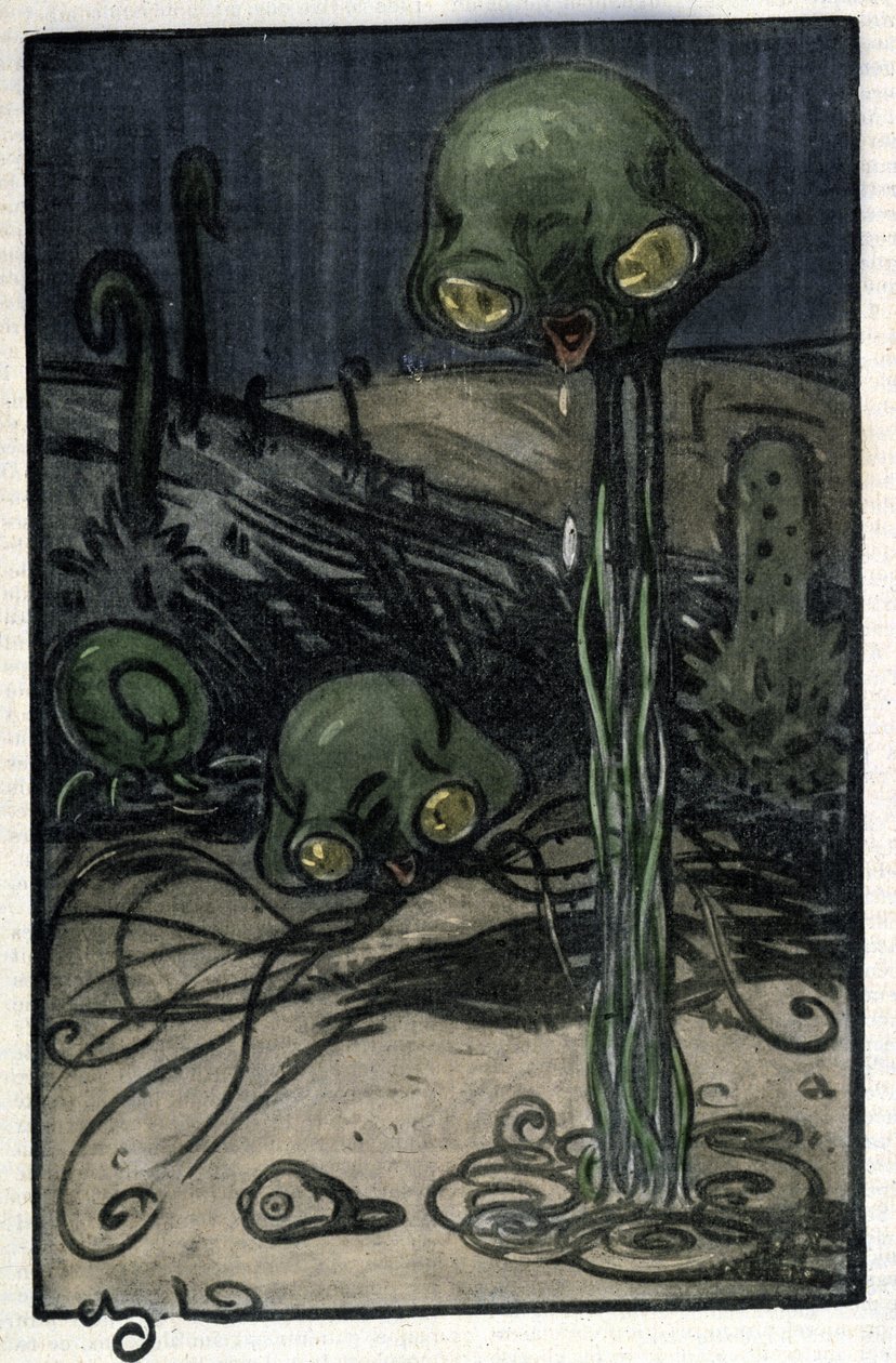 A Mars bolygó lakója. M. Dudouyt (1885-1946) illusztrációja Herbert George Wells (1866-1946) „A világok háborúja” című regényéhez. alkotó: Charles Dudouyt
