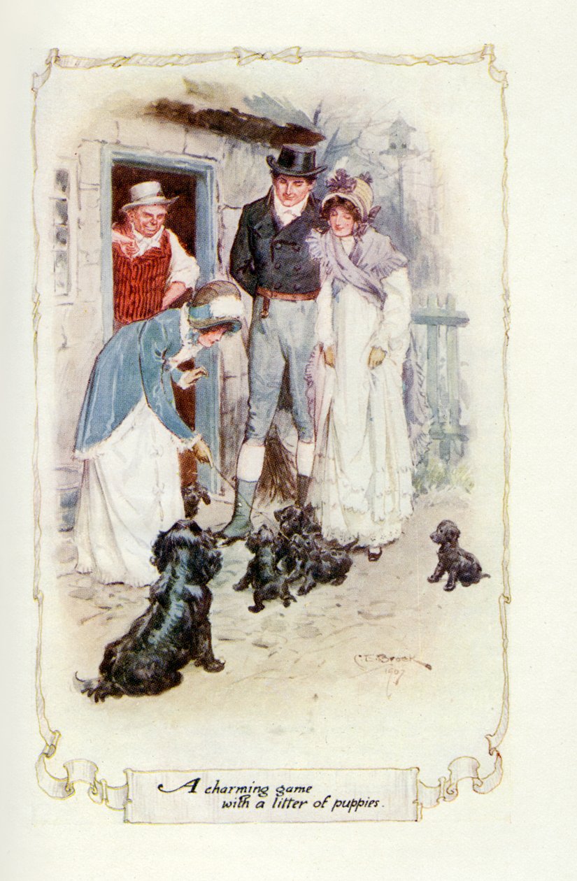 Egy bájos játék egy alom kölykökkel, 1907 (illusztráció) alkotó: Charles Edmund Brock