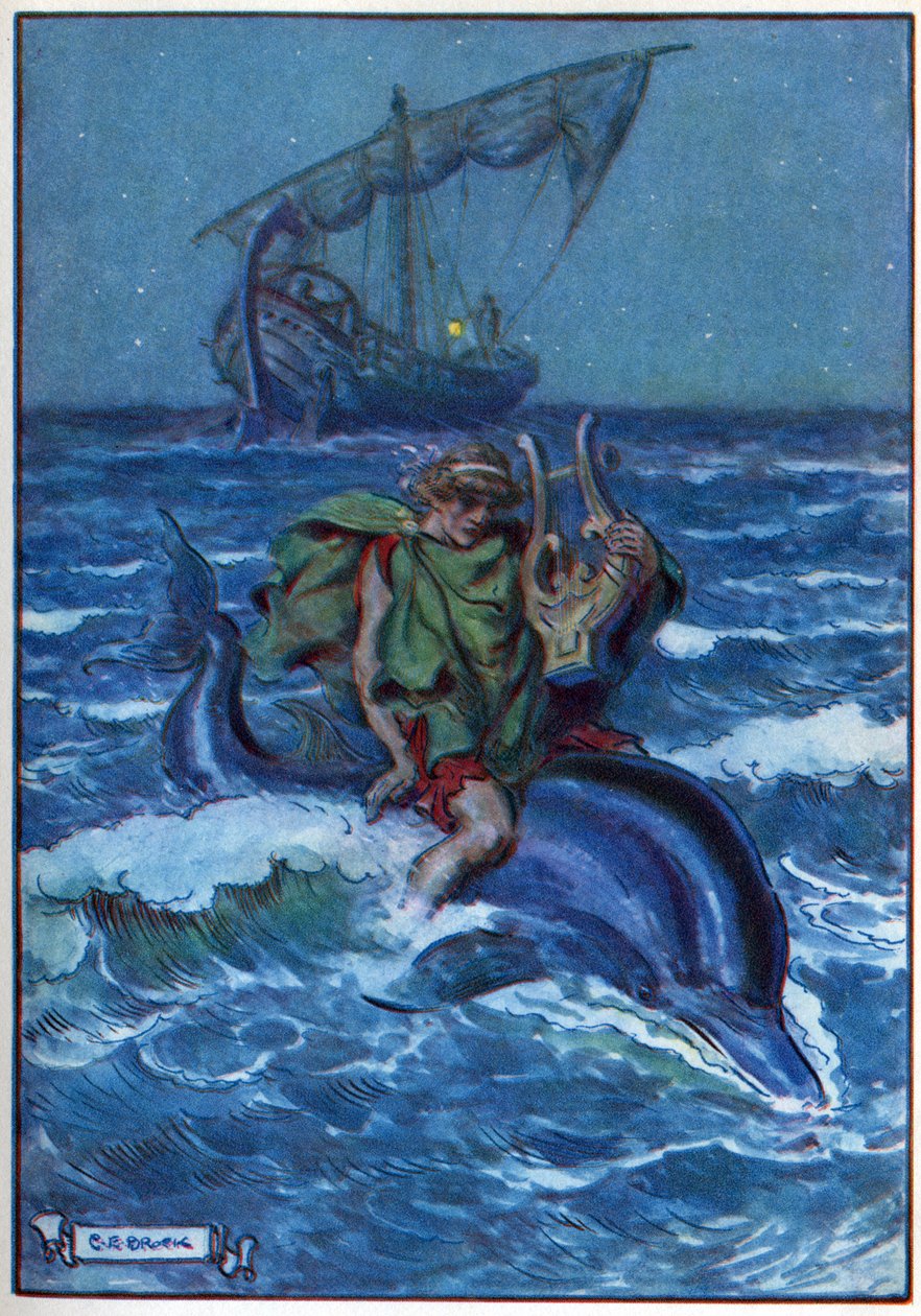 Arion, a "Gyermekóra: Történetek a klasszikusokból" című filmből, a Waverley Book Company kiadása alkotó: Charles Edmund Brock