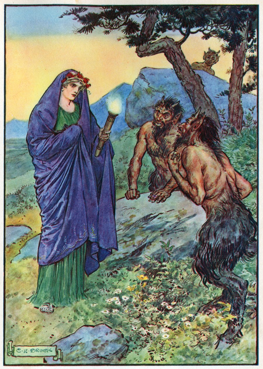 Ceres kérdezősködik a lánya után, a „Gyermekóra: Történetek a klasszikusoktól” című filmből, a Waverley Book Company kiadásában alkotó: Charles Edmund Brock