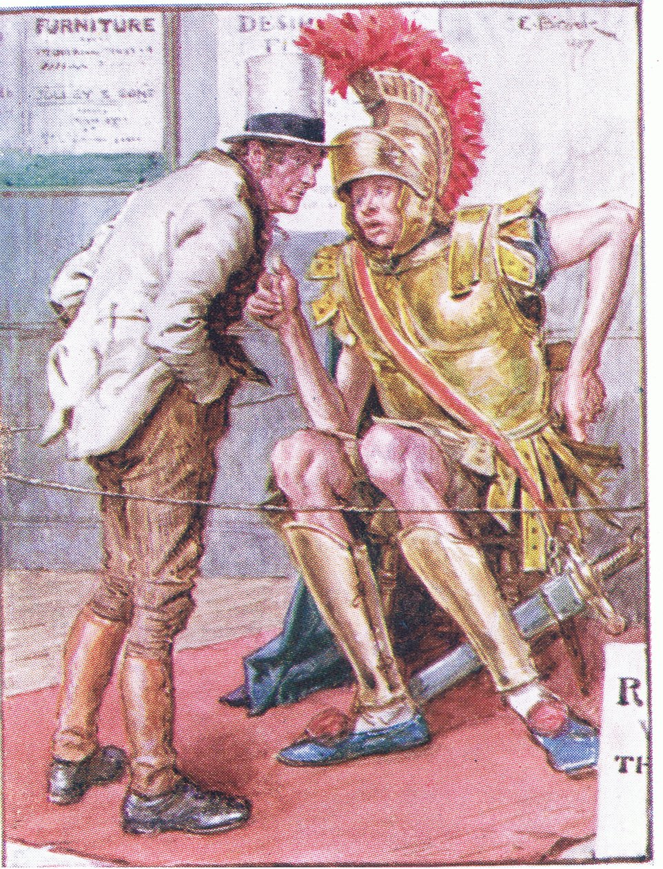 Marigold doktor, ki az a furcsa fiatalember, aki a kocsitokon lóg?, illusztráció Dr. Marigold receptjéből, 1910 alkotó: Charles Edmund Brock