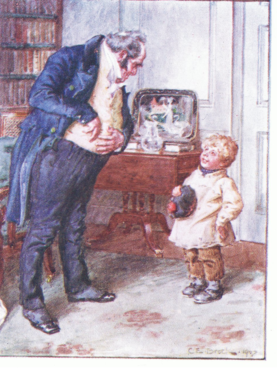 Milyen a hajlamai a hat pennyre, illusztráció Dr. Marigold receptjéből, 1910 alkotó: Charles Edmund Brock