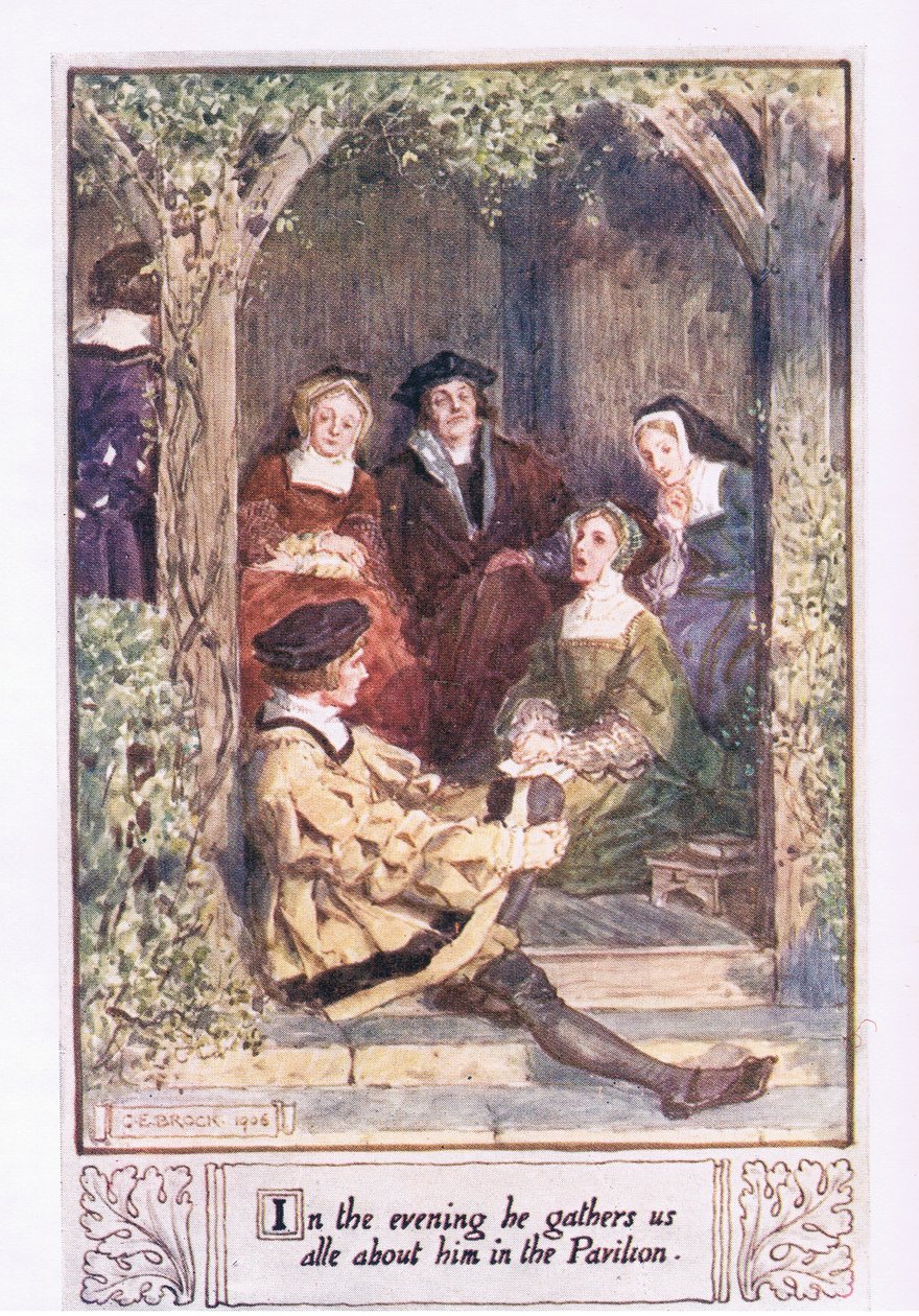 Este összegyűjt minket a pavilonban róla alkotó: Charles Edmund Brock
