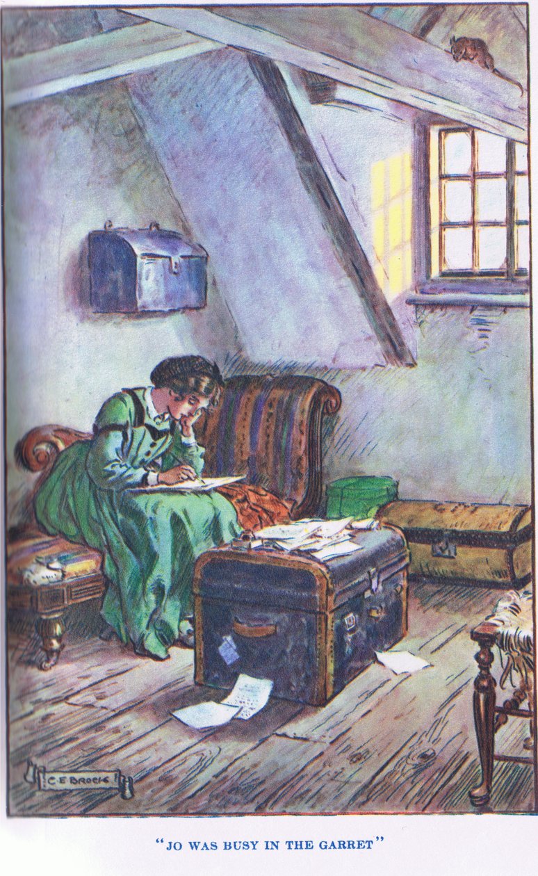 Jo első története, illusztráció a "Modern történetekből" alkotó: Charles Edmund Brock