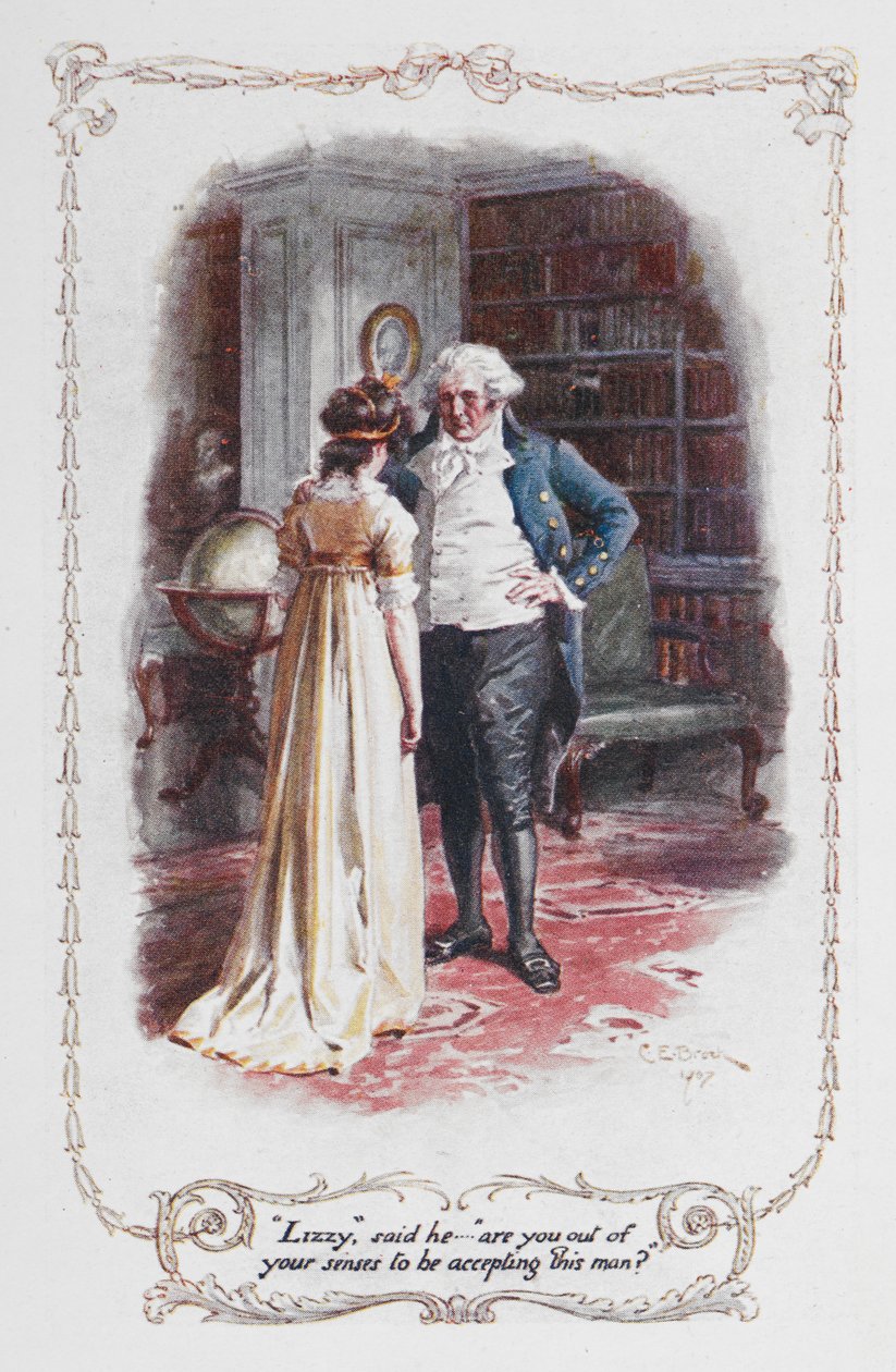 "Lizzy" - mondta... "Érzel, hogy elfogadod ezt az embert?" Illusztráció Jane Austen "Büszkeség és balítélet" című művéből (színes litó) alkotó: Charles Edmund Brock