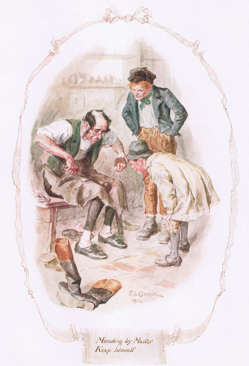 „Mending by Master Keep yourself”, Mary Russell Mitford „Our Village” című művéből alkotó: Charles Edmund Brock