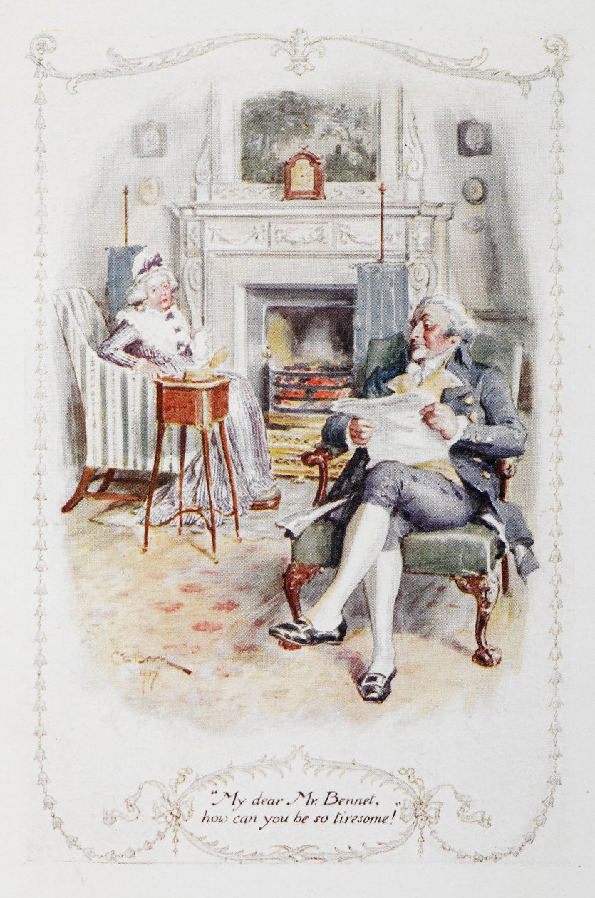 "Kedves Bennet úr, hogy lehet ilyen fárasztó!", illusztráció Jane Austen "Büszkeség és balítélet" című művéből (színes litó) alkotó: Charles Edmund Brock