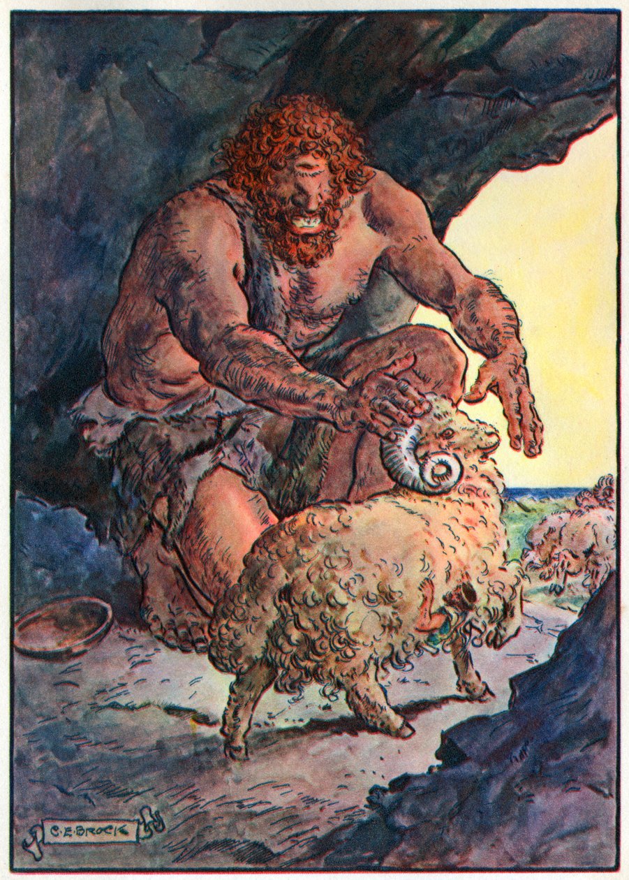 Polyphemus, a "Gyermekóra: Történetek a klasszikusokból" című filmből, a Waverley Book Company kiadása alkotó: Charles Edmund Brock