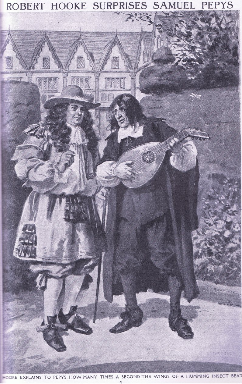 Robert Hooke meglepi Samuel Pepyst alkotó: Charles Edmund Brock
