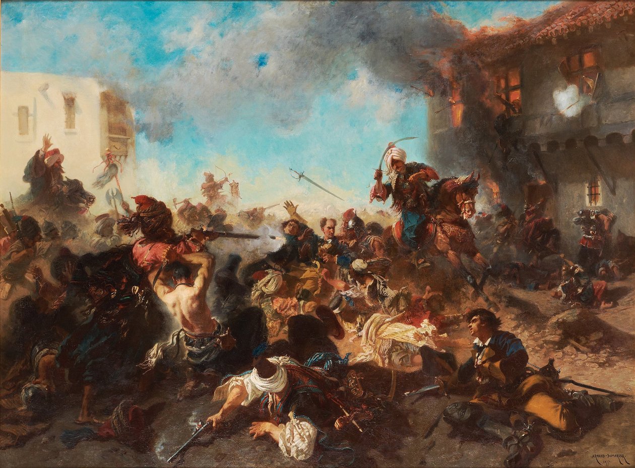 A csetepaté Bendernél Kalabaliken i Bender, 1877 alkotó: Charles Edouard Armand Dumaresq