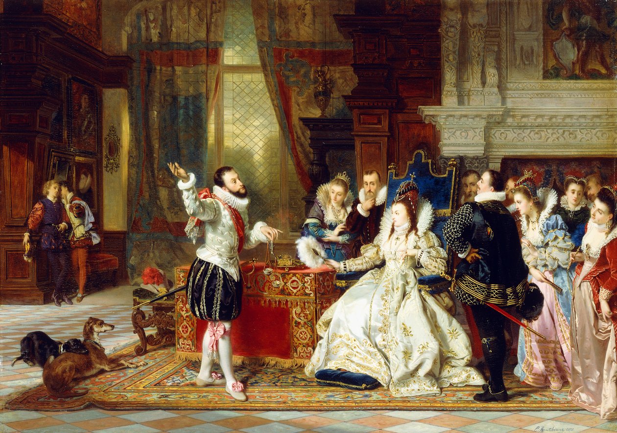 Sir Walter Raleigh és Erzsébet királynő, 1875 alkotó: Charles Edouard Boutibonne