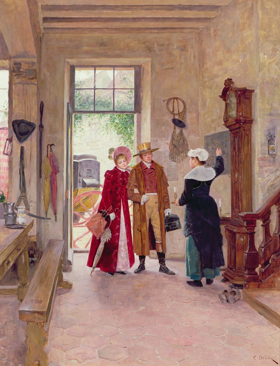 Érkezés a fogadóba alkotó: Charles Edouard Delort