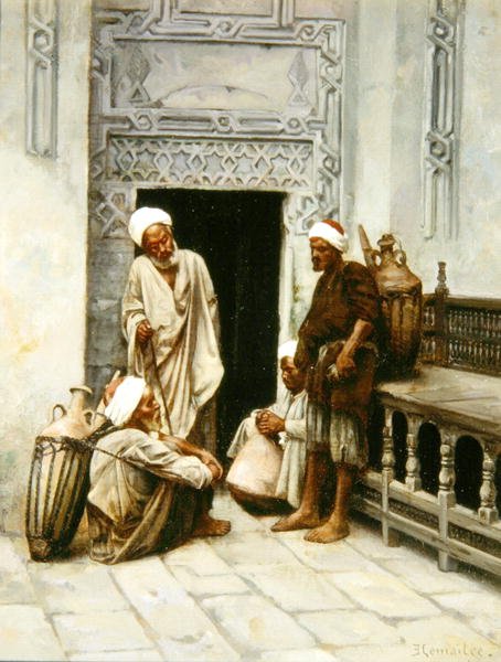 Arab Water-Carriers at Rest (olaj, vászon) alkotó: Charles Edouard Lemaitre