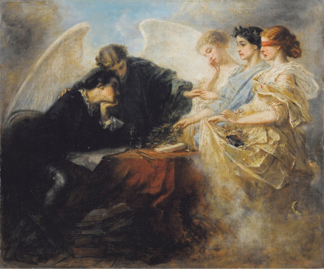 Fiatal ember a válaszúton, 1856 alkotó: Charles Edouard de Beaumont