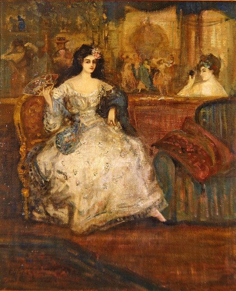 Nő egy dobozban a színházban (olaj, vászon) alkotó: Charles Edward Conder
