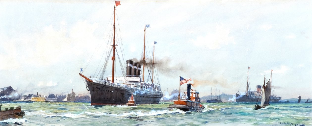 Gőzhajó és vontatóhajó alkotó: Charles Edward Dixon