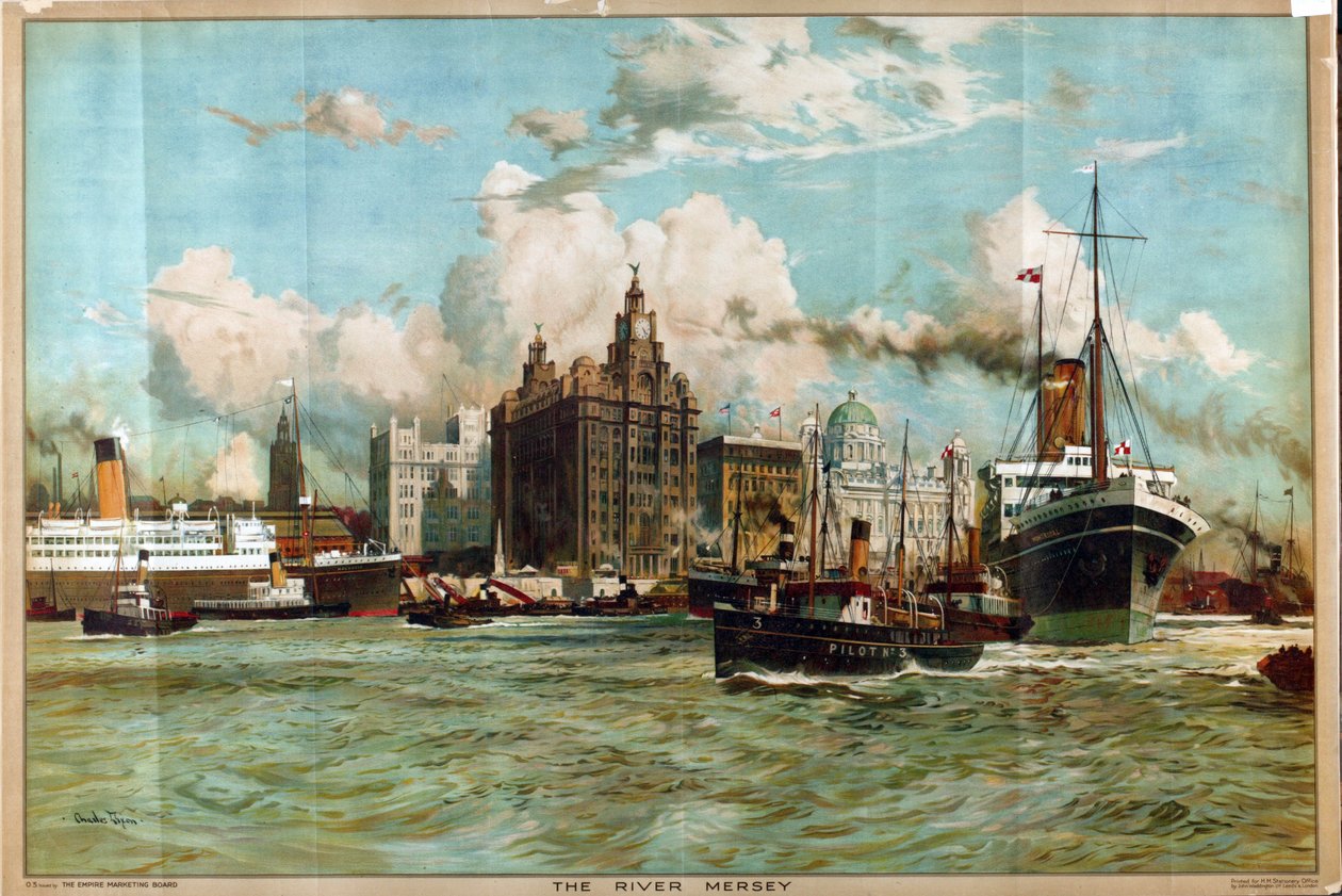 A Mersey folyó, a "Nyugati átjáró a birodalomba" sorozatból alkotó: Charles Edward Dixon