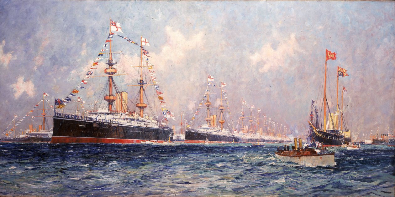 A magazin Viktória királynő (1819-1901) gyémántjubileuma alkalmából Spitheadben (Anglia), 1897. június 26. alkotó: Charles Edward Dixon