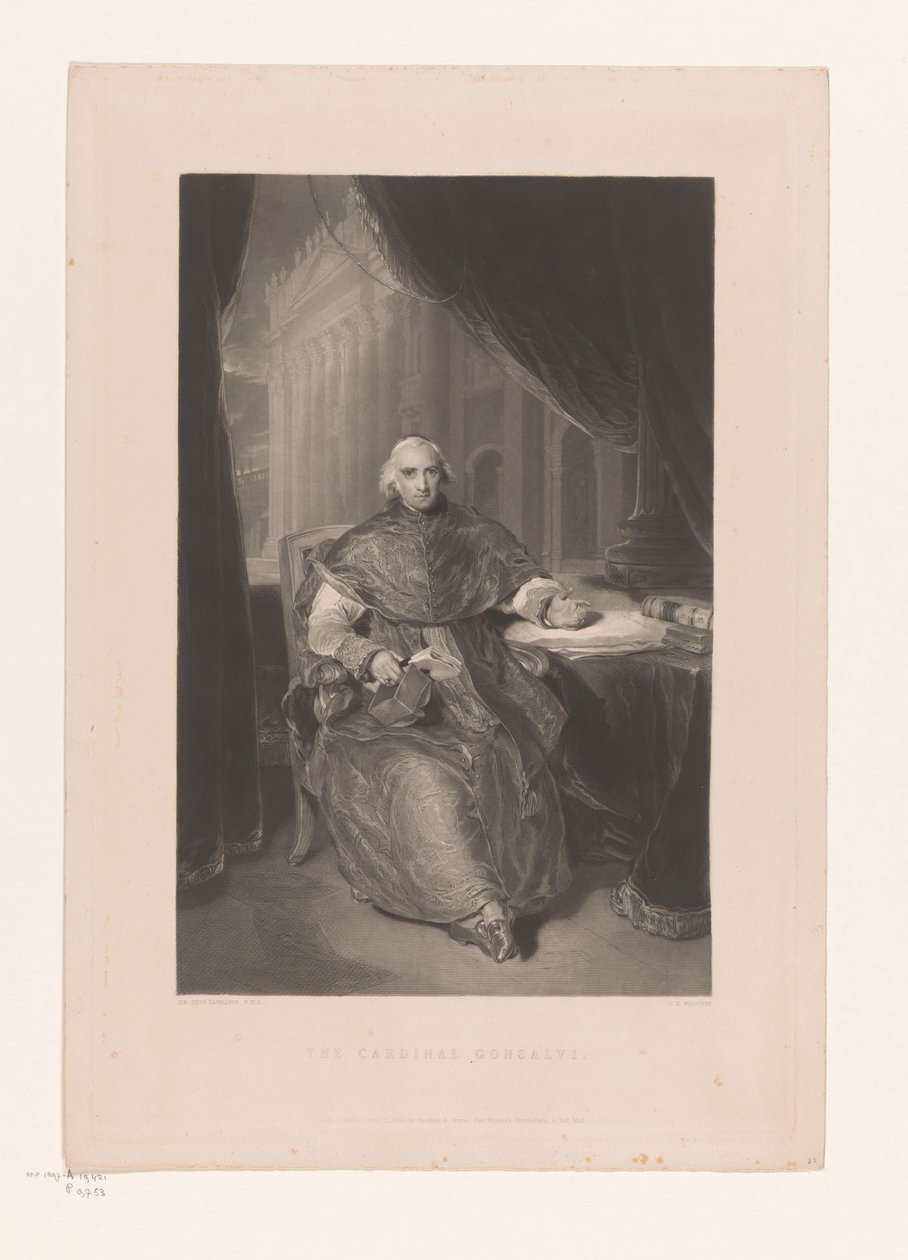 Portré van Ercole Consalvi Gonsalvi bíboros (cím a tárgyon) alkotó: Charles Edward Wagstaff