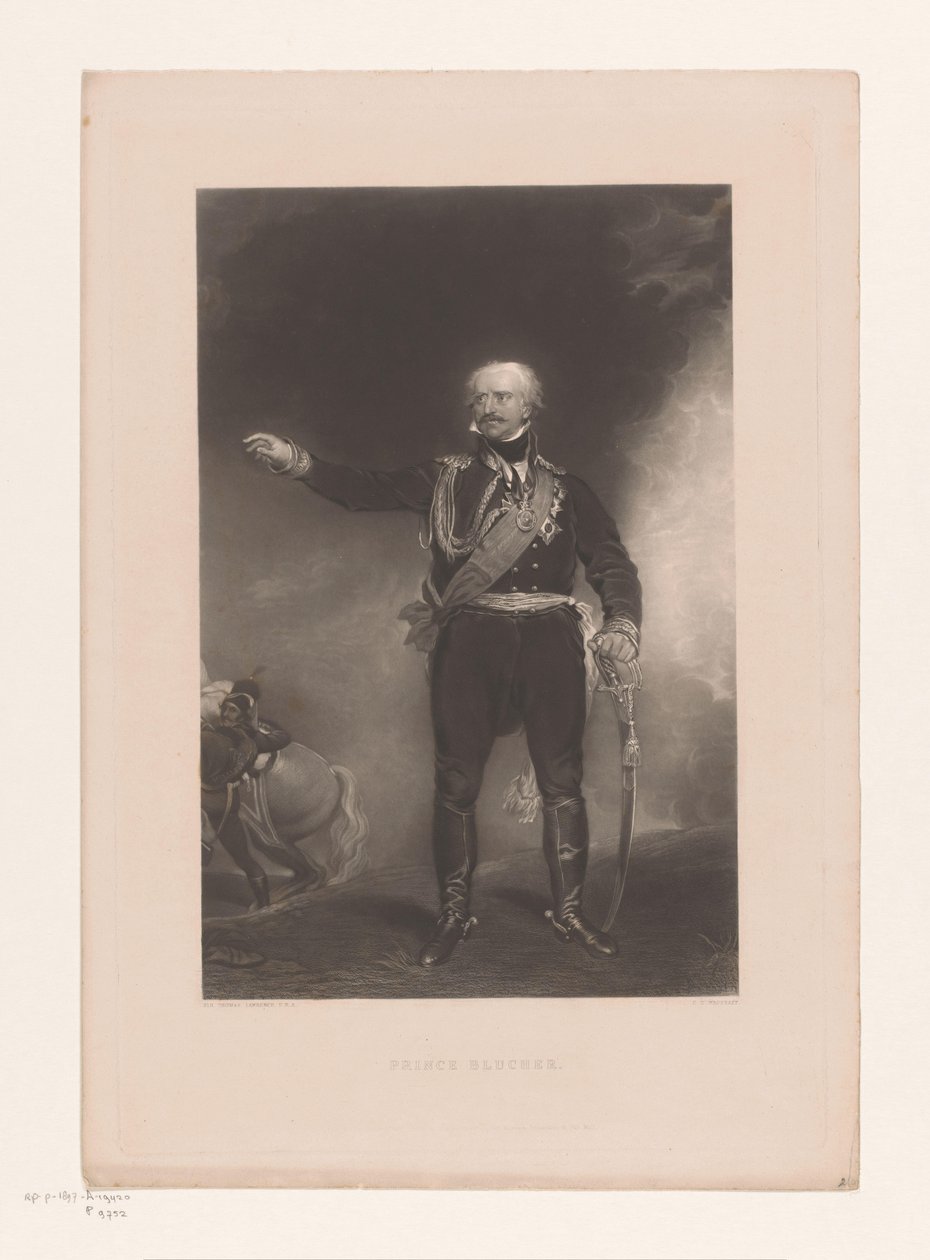 Gebhard Leberecht portréja, Blücher Blucher herceg (cím a tárgyon) alkotó: Charles Edward Wagstaff