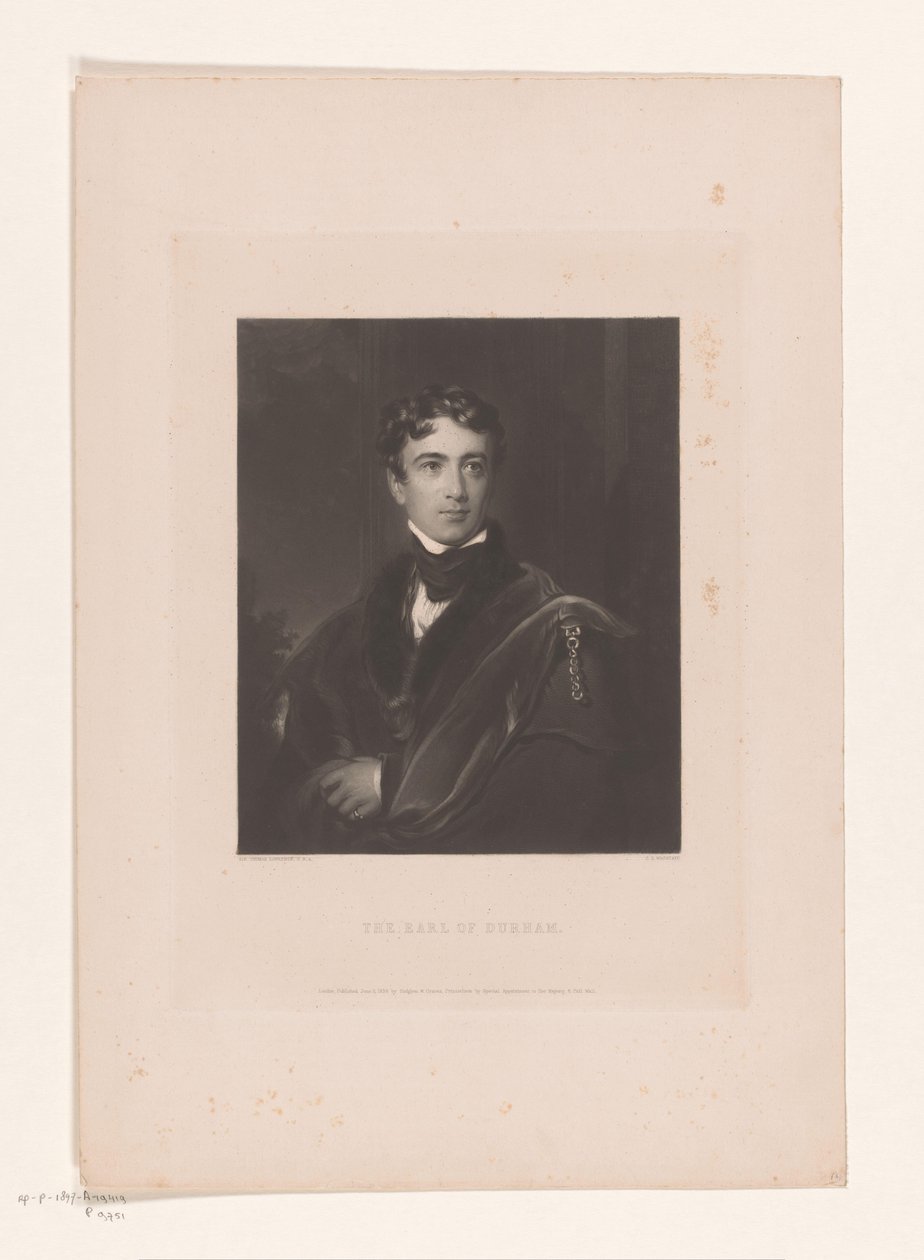 John George Lambton portréja Durham grófja (cím a tárgyon) alkotó: Charles Edward Wagstaff