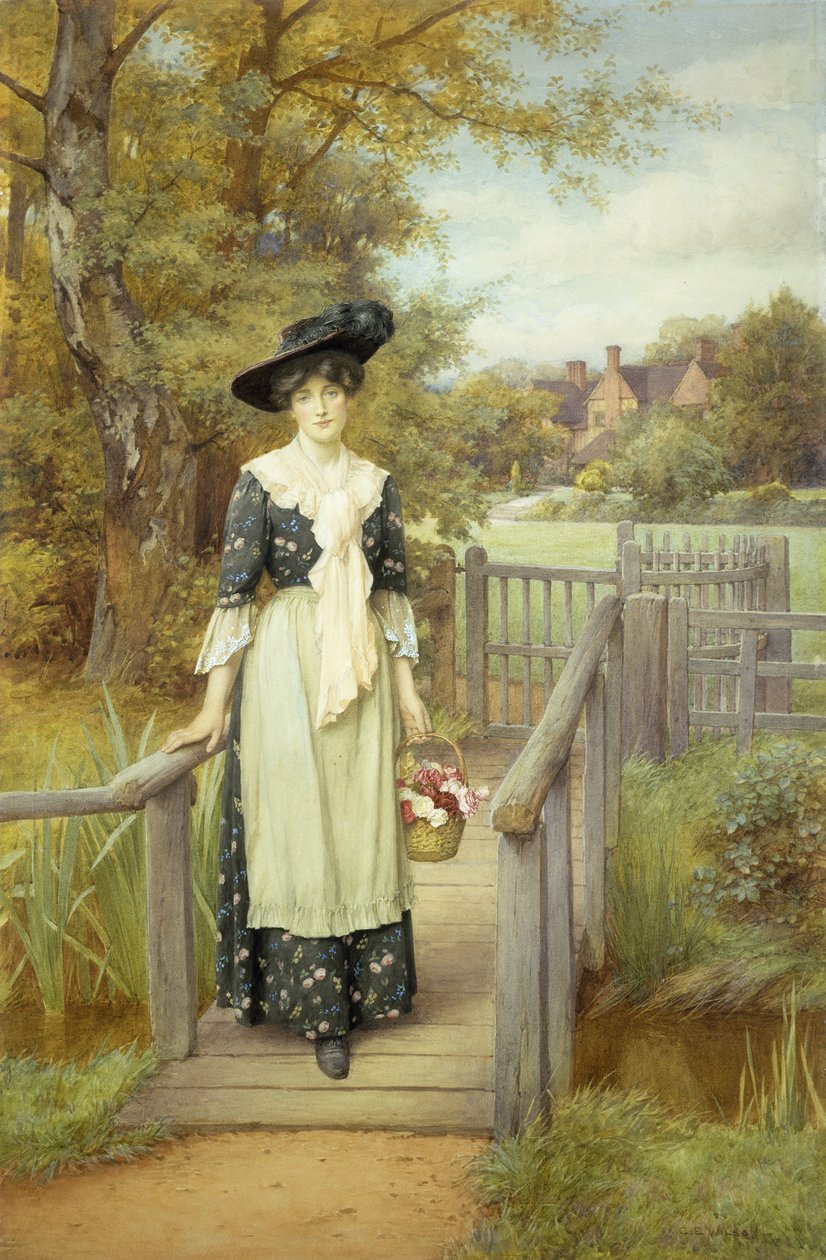 Vidéki szépség (ceruzával, gouache papíron) alkotó: Charles Edward Wilson