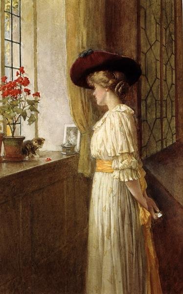 Mrs. C. A Smith, cica és muskátli (akvarell papíron) alkotó: Charles Edward Wilson