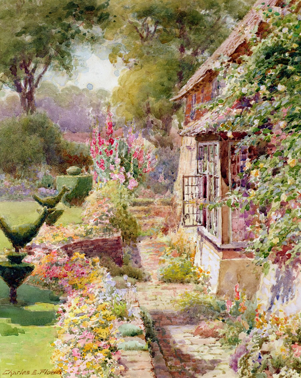 Kings Manor kertje East Hendredben, Oxonban alkotó: Charles Edwin Flower