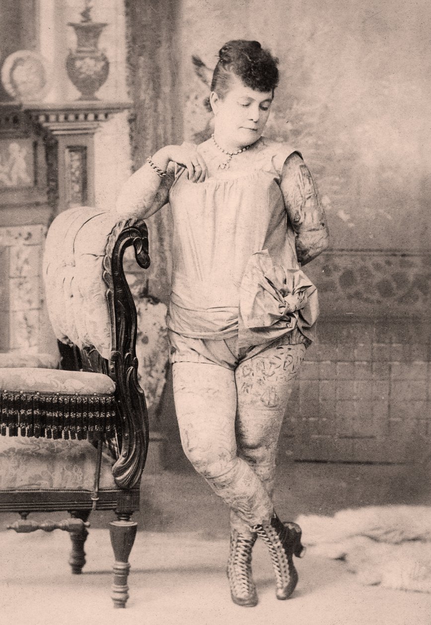 Hilderbrandt Nóra, a tetovált nő portréja, 1896 körül alkotó: Charles Eisenmann