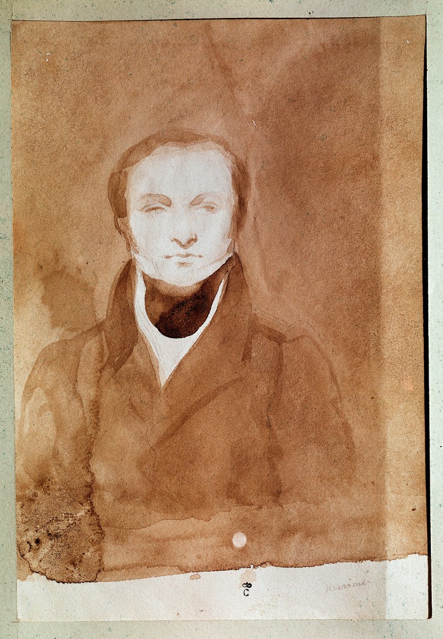 Prosper Merimee (1803-1870) francia író portréja. Charles Emile Callande de Champmartin rajza, 1840-1850 körül. Vízfestmény. Compiegne-i kastély alkotó: Charles Emile Callande de Champmartin