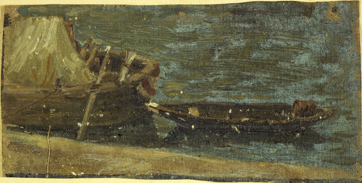 Csónakok kikötve, 1870 körül (olaj, vászon) alkotó: Charles Emile Cuisin
