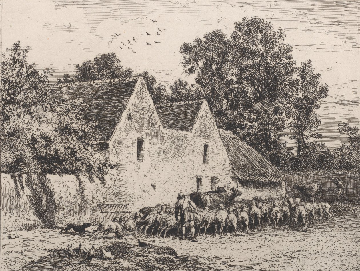 Egy farm, 1864. alkotó: Charles Emile Jacque