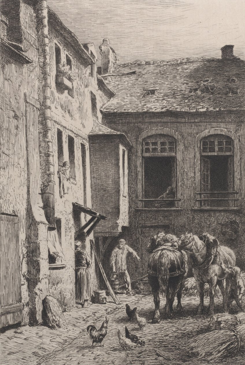 Egy párizsi udvar 1865-ben. alkotó: Charles Emile Jacque