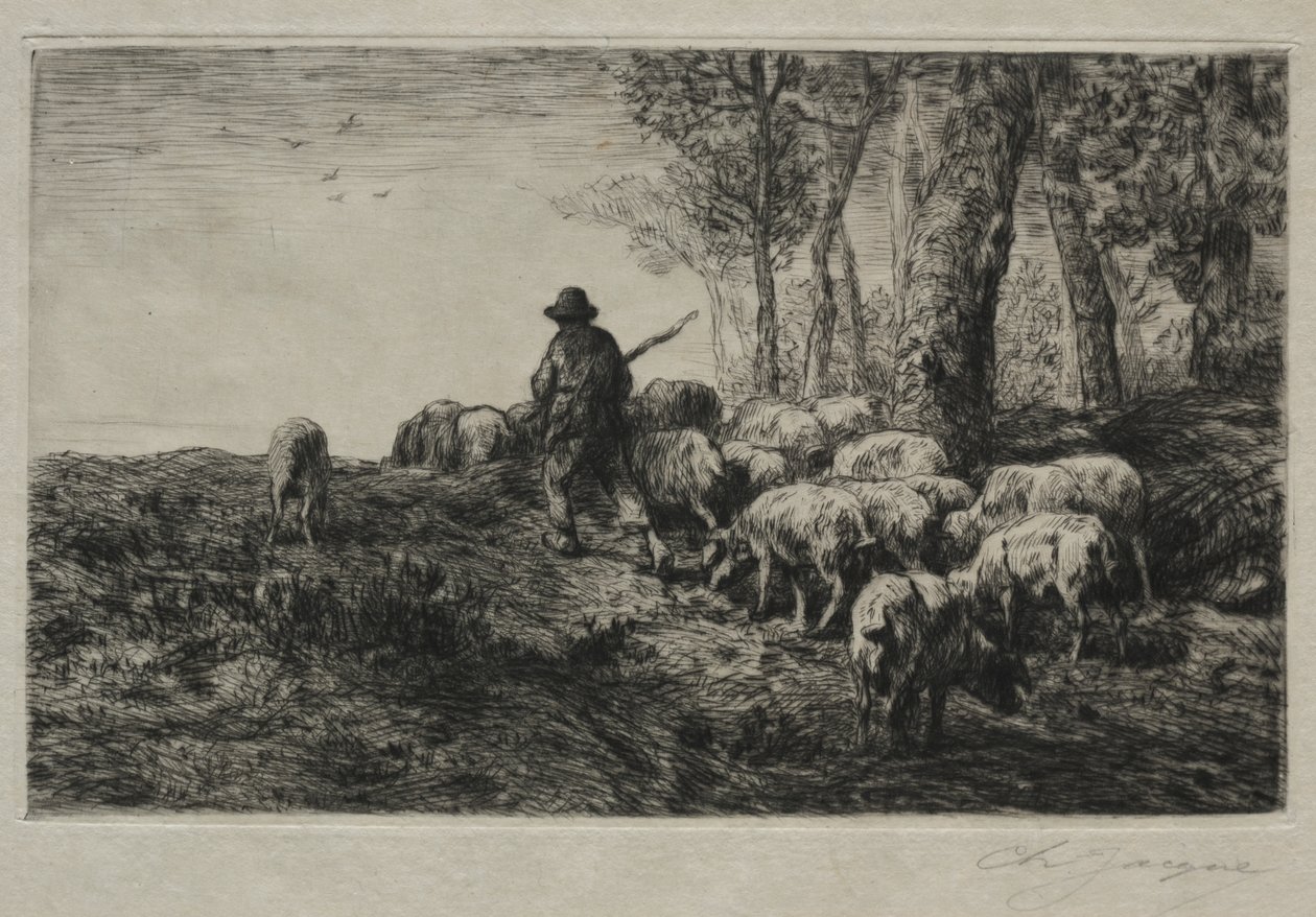 Egy sertéscsorda alkotó: Charles Emile Jacque