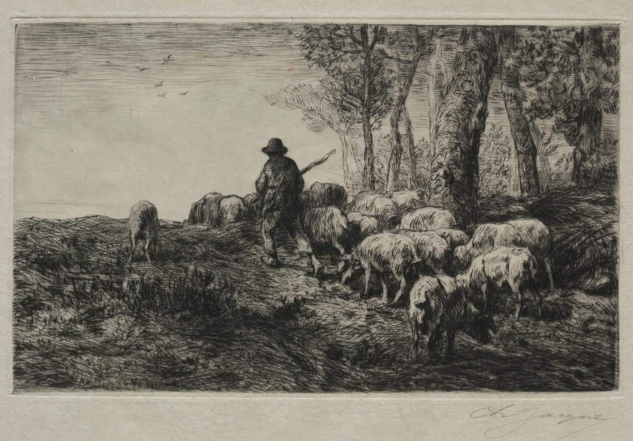 Egy sertéscsorda, 1880. alkotó: Charles Emile Jacque