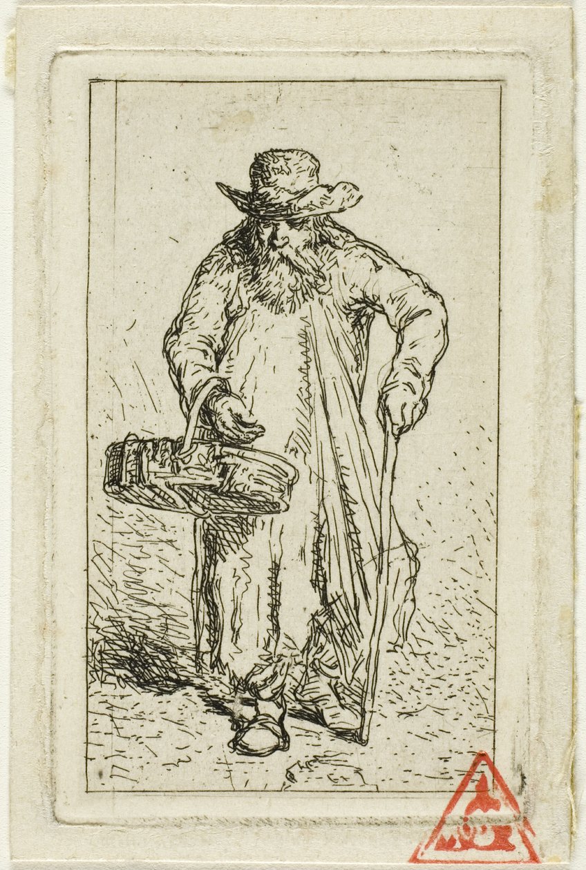Koldus kosárral alkotó: Charles Emile Jacque