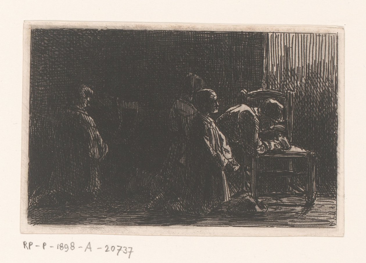 Imádkozó alakok egy szék előtt alkotó: Charles Emile Jacque