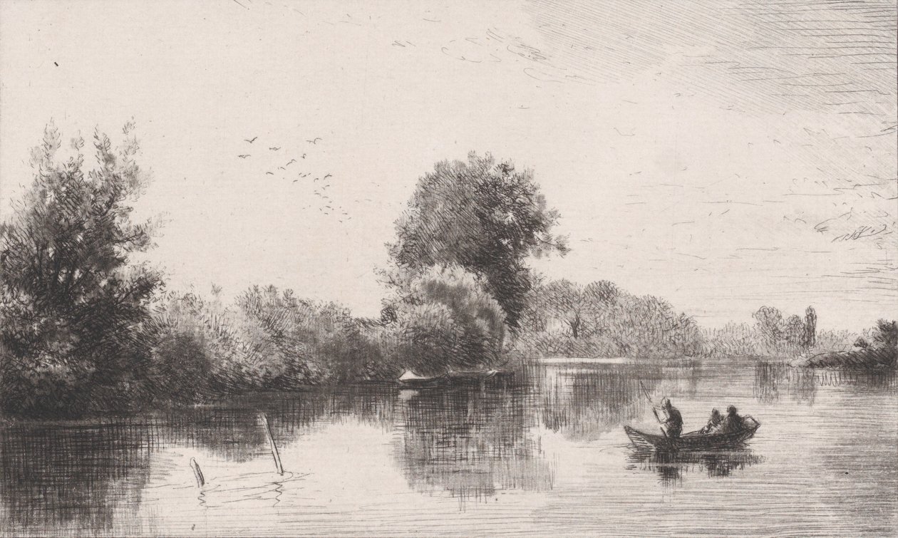 Bords-de-la-Marne, kb. 1862. alkotó: Charles Emile Jacque