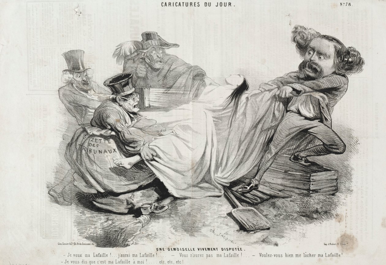 A nap rajzfilmje: 78. sz., Egy hevesen vitatott fiatal hölgy. alkotó: Charles Emile Jacque